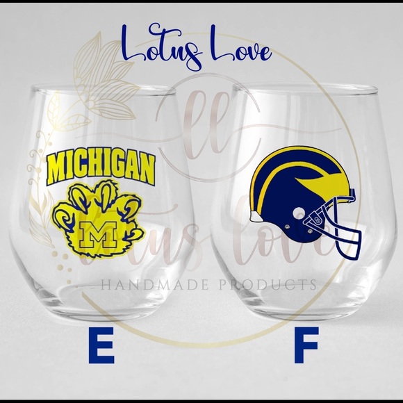 University of Michigan Stemless Wine Set of 2 - Picture 3 of 4